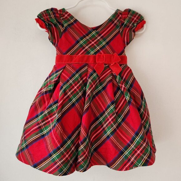 Janie and Jack Christmas Dress Plaid Tartan Red Holiday Dress